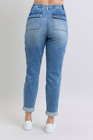 Clayton High Rise Cuffed Cargo Denim Jogger - 1985 the VAULT Boutique