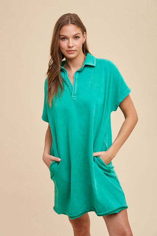 Annie Wear Mineral Washed Johnny Collar Short Sleeve Dress - 1985 the VAULT Boutique