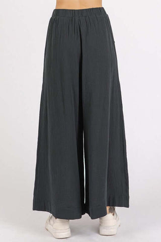 Mittoshop Gauze Elastic Waist Pleated Wide Leg Pants - 1985 the VAULT Boutique