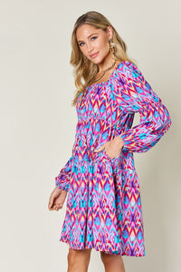 Double Take Full Size Printed Long Sleeve Dress - 1985 the VAULT Boutique