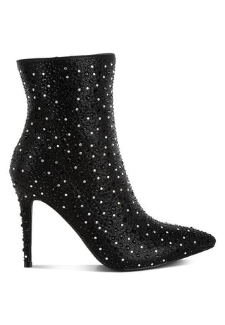 Lobelia Rhinestones Embellished Stiletto Boots - 1985 the VAULT Boutique