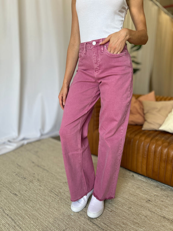 RFM Full Size High Rise Garment Dye Wide Leg  Jeans - 1985 THE VAULT