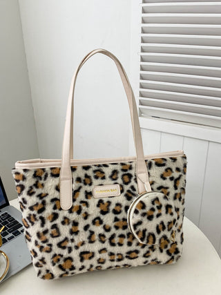 Leopard Faux Fur Tote Bag with Coin Purse - 1985 the VAULT Boutique