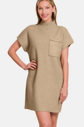 Zenana Short Sleeve Sweater Mini Dress - 1985 the VAULT Boutique