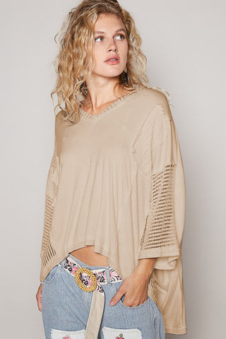 POL High-Low Contrast V-Neck Top - 1985 the VAULT Boutique