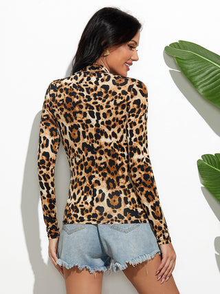 Leopard Mock Neck Long Sleeve T-Shirt - 1985 the VAULT Boutique