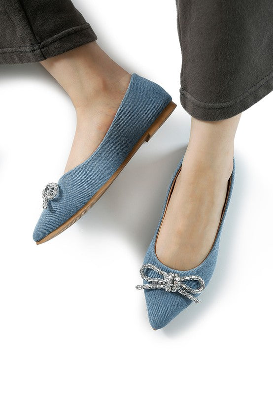 Ellerby Embellished Bow Detail Ballet Flats - 1985 the VAULT Boutique