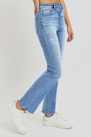 RISEN Full Size Distressed High-Rise Ankle Straight Jeans - 1985 the VAULT Boutique