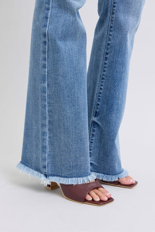 Judy Blue Full Size Raw Hem High Rise Bootcut Jeans - 1985 the VAULT Boutique