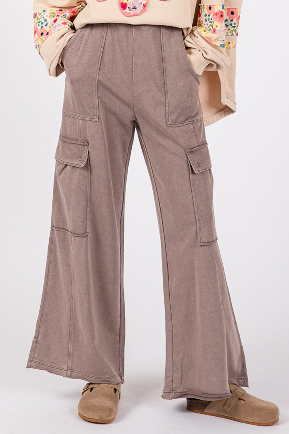 SAGE + FIG Knit Terry Mineral Wash Wide Leg Pants - 1985 the VAULT Boutique