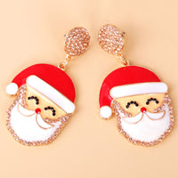 Rhinestone Alloy Santa Earrings - 1985 the VAULT Boutique