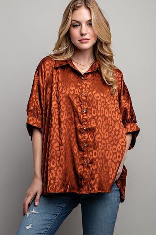 LIGHT SATIN PRINT BUTTON DOWN SHIRT - 1985 the VAULT Boutique