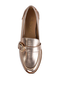 Haruka Metallic Faux Leather Loafers - 1985 the VAULT Boutique