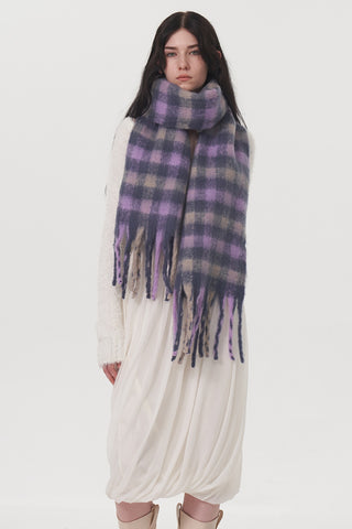 Fringe Plaid Polyester Scarf - 1985 the VAULT Boutique