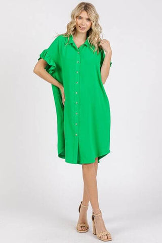 Mittoshop Button Down Flounce Sleeve Dress with Pockets - 1985 the VAULT Boutique