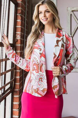 Heimish Full Size Shawl Floral Open Blazers Plus Size - 1985 the VAULT Boutique