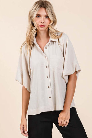 Mittoshop Airflow Short Bubble Sleeve Button Down Shirt - 1985 the VAULT Boutique