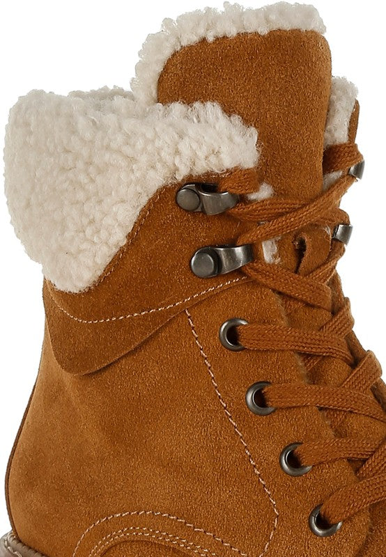 Madoka Fur Collar Chunky Ankle Boots - 1985 the VAULT Boutique