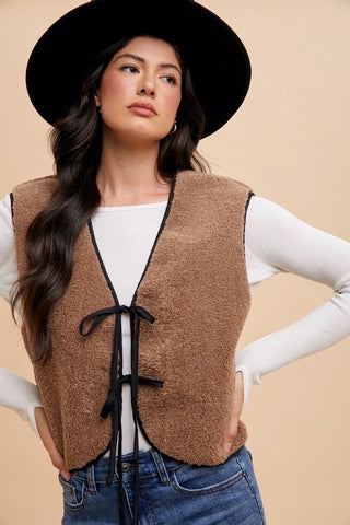 Annie Wear V-Neck Tie Detail Vest Coat - 1985 the VAULT Boutique