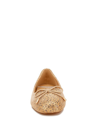 Apollon Bow Detail Embossed Suede Ballerinas - 1985 the VAULT Boutique