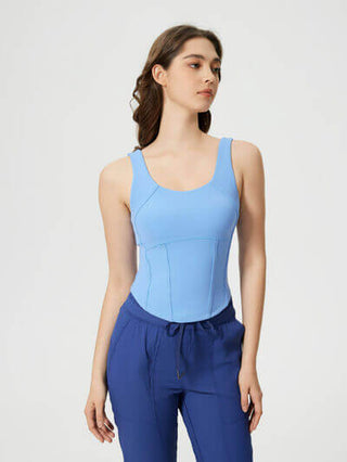 Millennia Round Neck Wide Strap Active Tank with Detachable Chest Pads - 1985 the VAULT Boutique