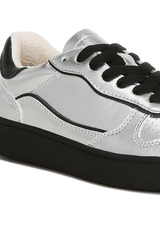 Kyniska Metallic Faux Leather Everyday Sneakers - 1985 the VAULT Boutique