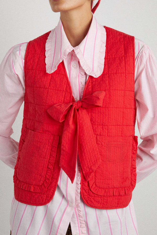 Tied Frill Vest Coat with Pockets - 1985 the VAULT Boutique