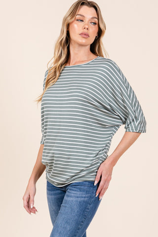 BOMBOM Striped Boat Neck Dolman Sleeve Top - 1985 the VAULT Boutique