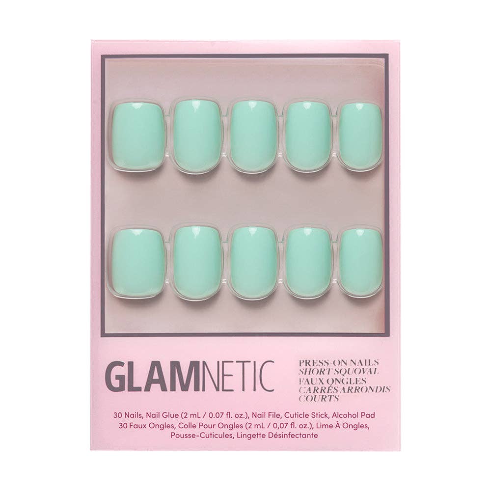 Soft Teal Press-On Nails | Short Squoval Solid Nail