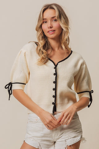 BiBi Contrast Binding Buttoned Cardigan - 1985 the VAULT Boutique