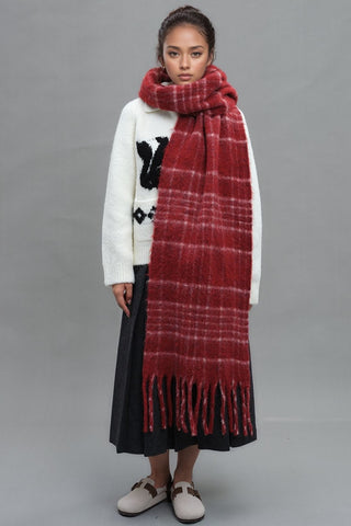 Fringe Plaid Thermal Scarf - 1985 the VAULT Boutique