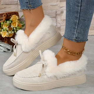 Bow Furry Round Toe Flat Slip-Ons - 1985 the VAULT Boutique