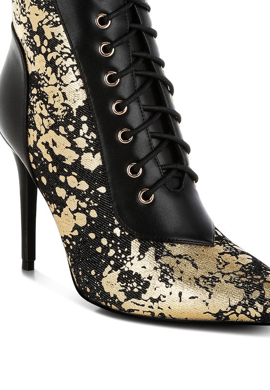 Fat Cat Abstract Pattern Lace-Up Ankle Boots - 1985 the VAULT Boutique