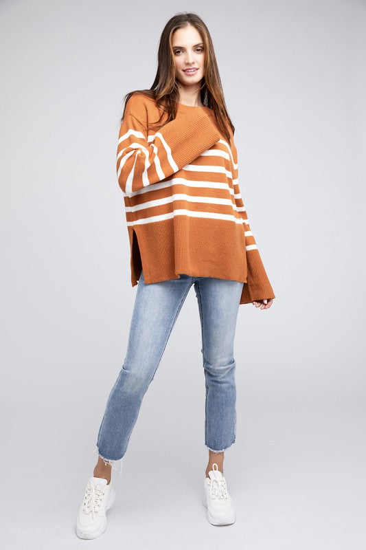 Ribbed Hem Stripe Sweater - 1985 the VAULT Boutique