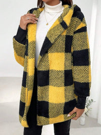 Plaid Long Sleeve Hooded Coat - 1985 the VAULT Boutique