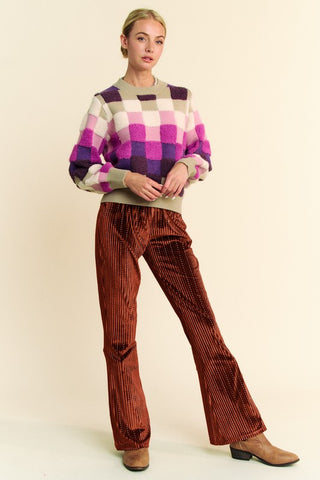 Davi & Dani Elastic Waist Knit Flare Pants - 1985 the VAULT Boutique