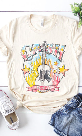 Retro Cash Nashville Guitar Graphic Tee - 1985 the VAULT Boutique