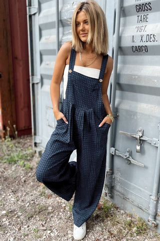 Plaid Wide Strap Wide Leg Overalls - 1985 the VAULT Boutique