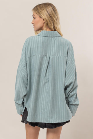 HYFVE Stripe Button Down Long Sleeve Oversized Shirt - 1985 the VAULT Boutique