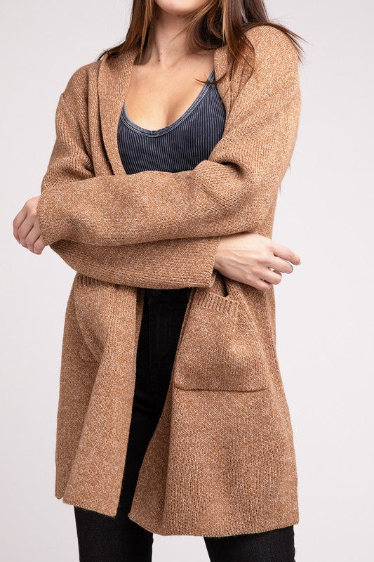 Hooded Open Front Sweater Cardigan - 1985 the VAULT Boutique