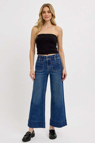 RISEN Elastic Band Wide Leg Jeans - 1985 the VAULT Boutique