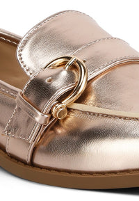 Haruka Metallic Faux Leather Loafers - 1985 the VAULT Boutique