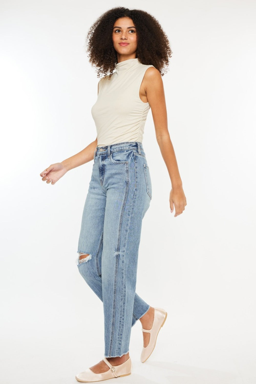 Kancan Ultra High Rise Distressed Straight Jeans - 1985 the VAULT Boutique