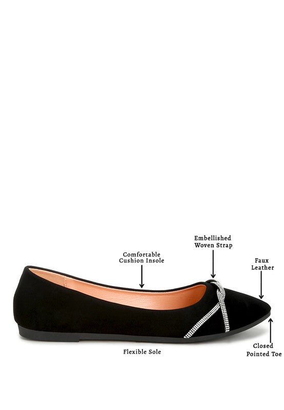 Playasu Rhinestone Faux Leather Ballerinas - 1985 the VAULT Boutique