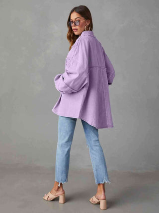 Dropped Shoulder Raw Hem Jacket - 1985 the VAULT Boutique