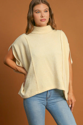 Umgee Solid Color Mock Neck Short Sleeve Top - 1985 the VAULT Boutique