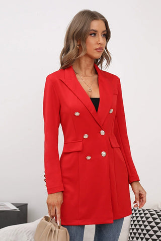 Buttoned Lapel Collar Long Sleeve Blazer - 1985 the VAULT Boutique