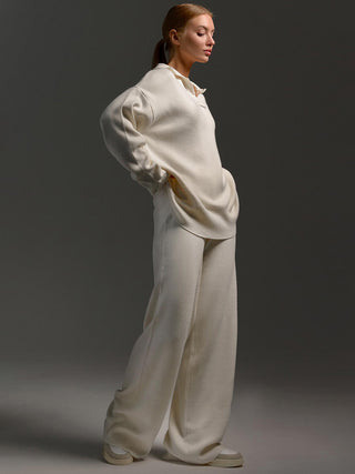 Johnny Collar Long Sleeve Top and Pants Sweater Set - 1985 the VAULT Boutique