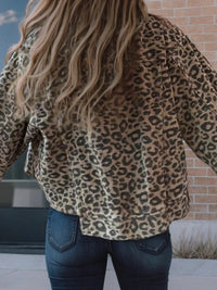 Asymmetrical Hem Collared Neck Leopard Jacket - 1985 the VAULT Boutique