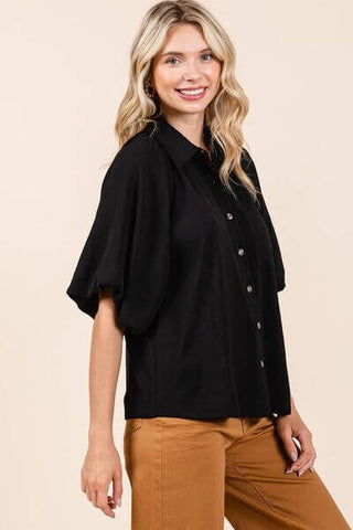 Mittoshop Airflow Short Bubble Sleeve Button Down Shirt - 1985 the VAULT Boutique